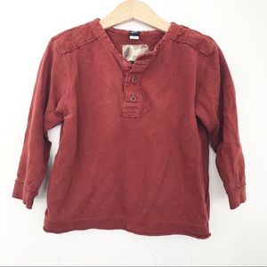 Gap | Brick Colored Henley Long Sleeved Shirt